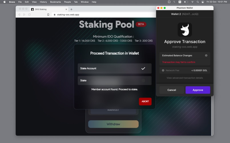 OXS Timelock Staking App – screenshot 1