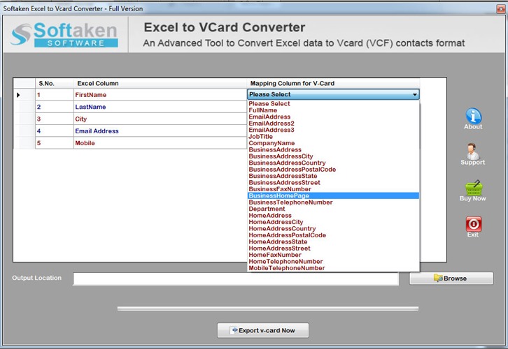 Softaken Excel to VCF Converter Software – screenshot 2